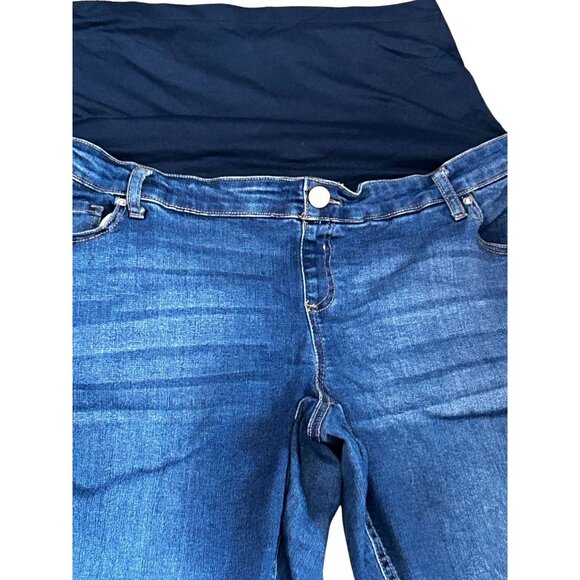 (6 for $25) Time & Tru Over the Belly Skinny Maternity Jeans in Medium Wash -20 - Picture 6 of 8